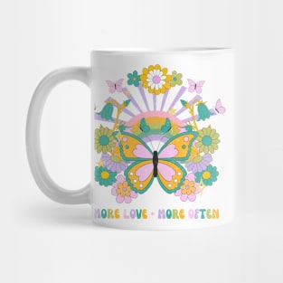 More Love - Retro Butterfly Quote Design Mug